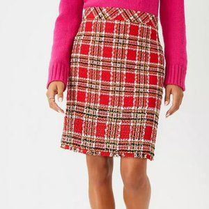 Ann Taylor Plaid Fringe Tweed Skirt - Size 6 - MSRP: $98 - EUC